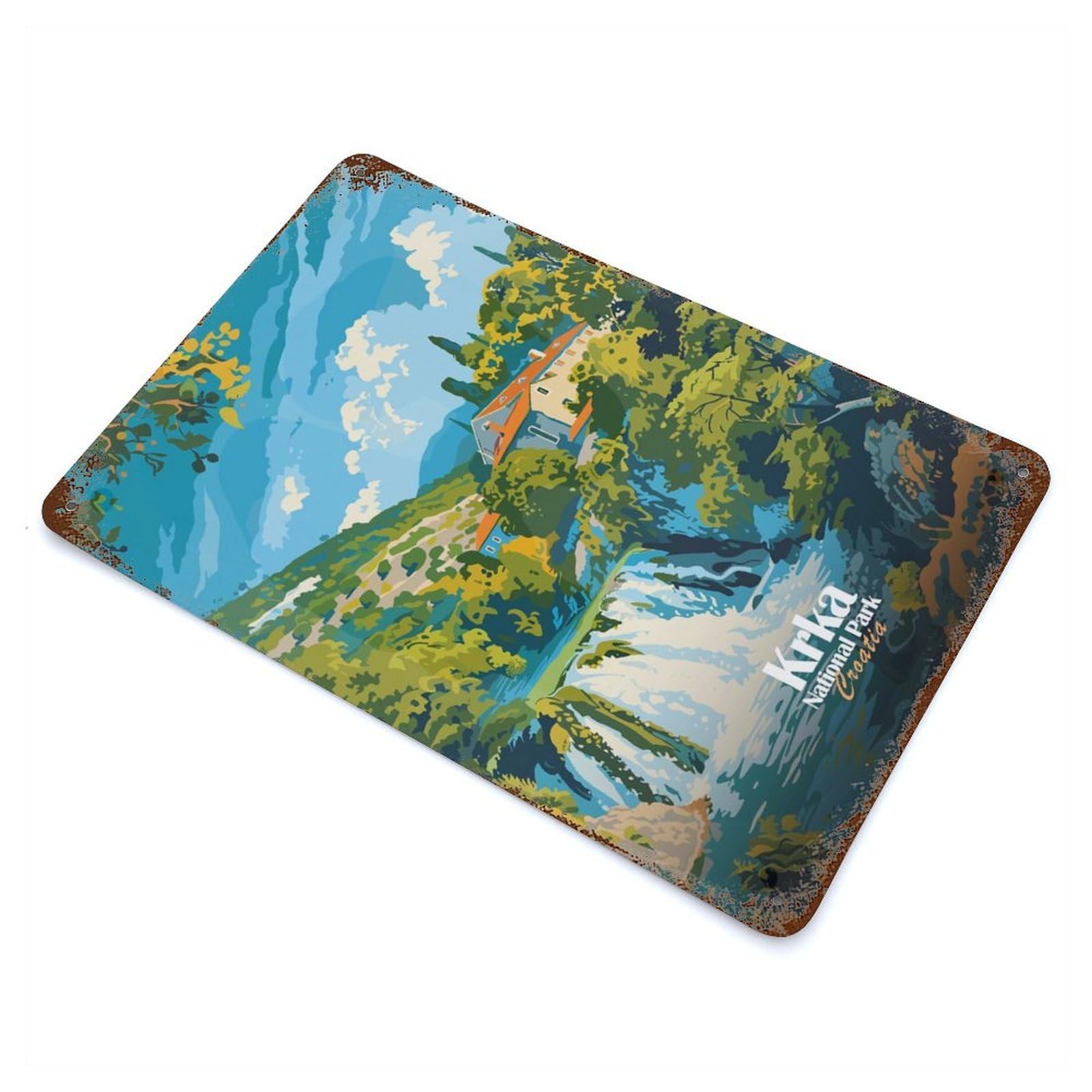 Garage Style Krka National Park Croatia Decorative Tin Sign 11.8"x7.9", Rustic Home Decor for Bar And Workshop