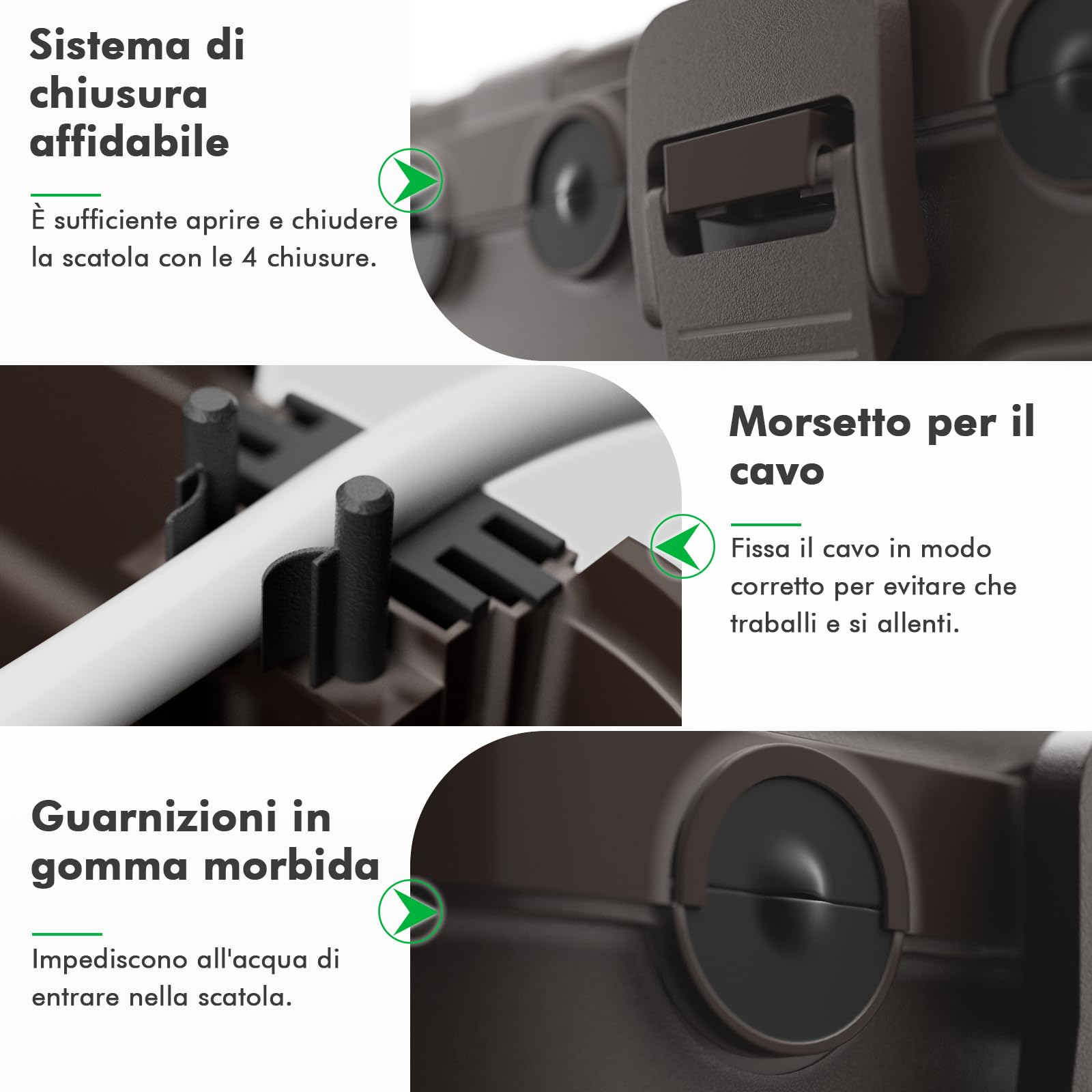 RESTMO Scatola di Protezione Impermeabile Extra-Large IP54 (32x22x13 cm) – Scatola per Cavi Esterna, Ideale per Proteggere Prese, Timer, Cavi di Alimentazione e Luci Decorative, Colore Marrone