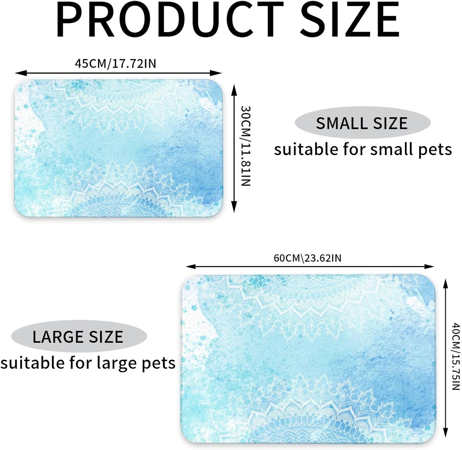 Colorful Mandala Pattern Leather Absorbent Pet Feeding Mat Non-Slip for Dogs Cats 40x60cm