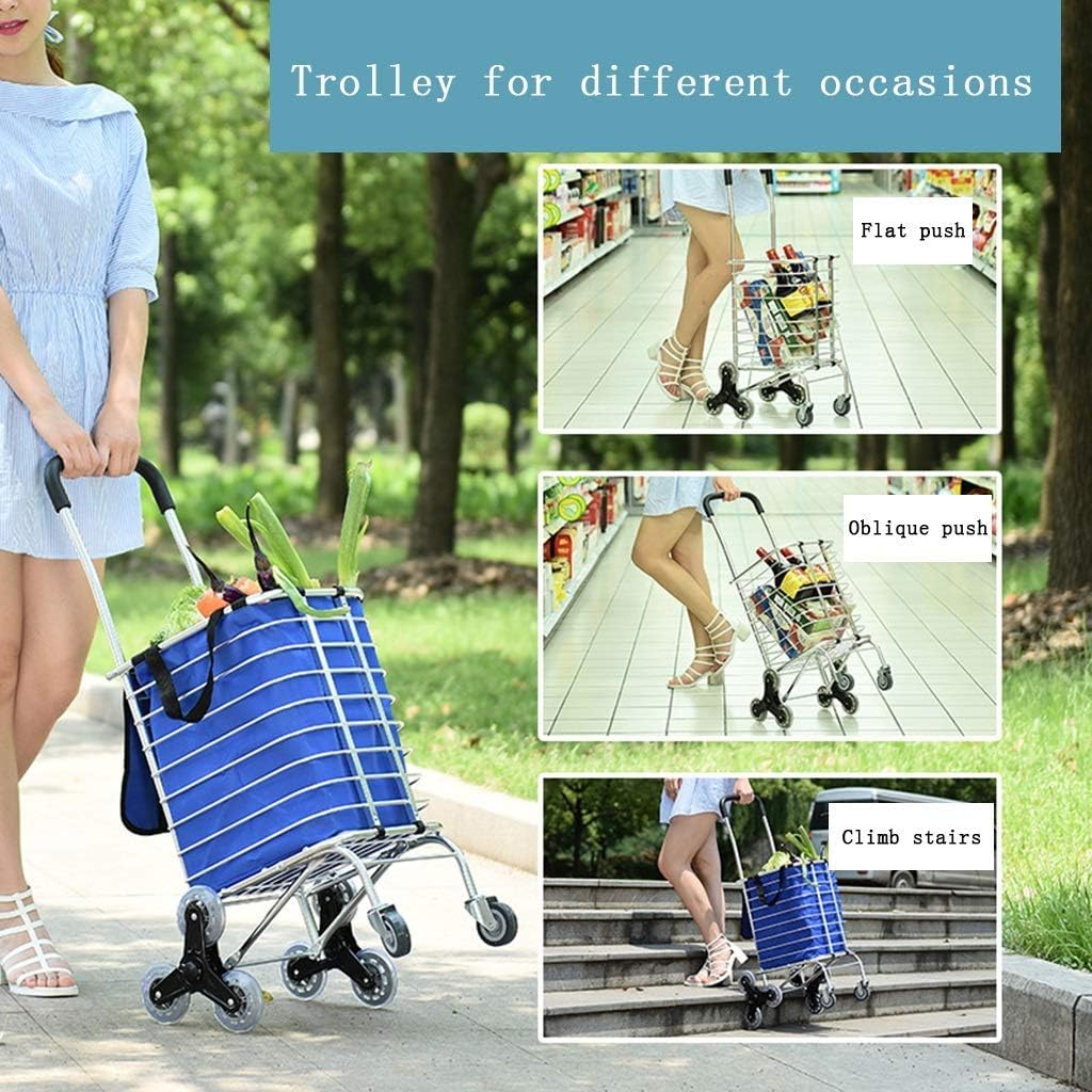 Folding Trolley Aluminum Shopping Cart Folding Basket Car Portable Trolley Car Small Trailer Gift
