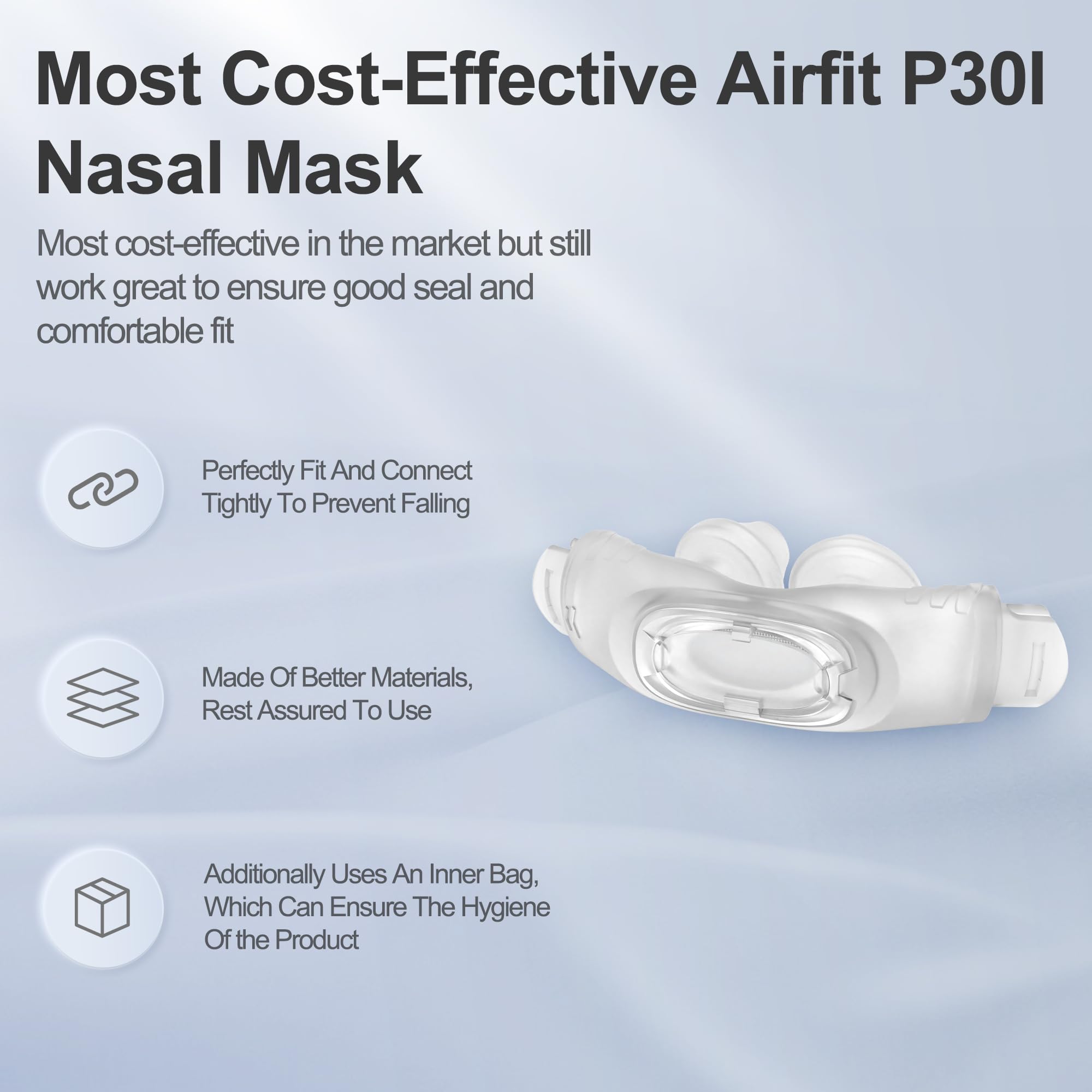 2 Paquets de Coussin (L) de Remplacement pour Airfit P30i, Lavable et Réutilisable Sans Remplacer le Filtre, Accessoires CPAP de BlessEase