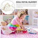NUOBESTY 10pcs Mini Doll Glasses Metal Wire Rim Glasses Frameless Lens Doll Dress up Eyeglasses Tiny Costume Accessories Golden 37mm gallery image