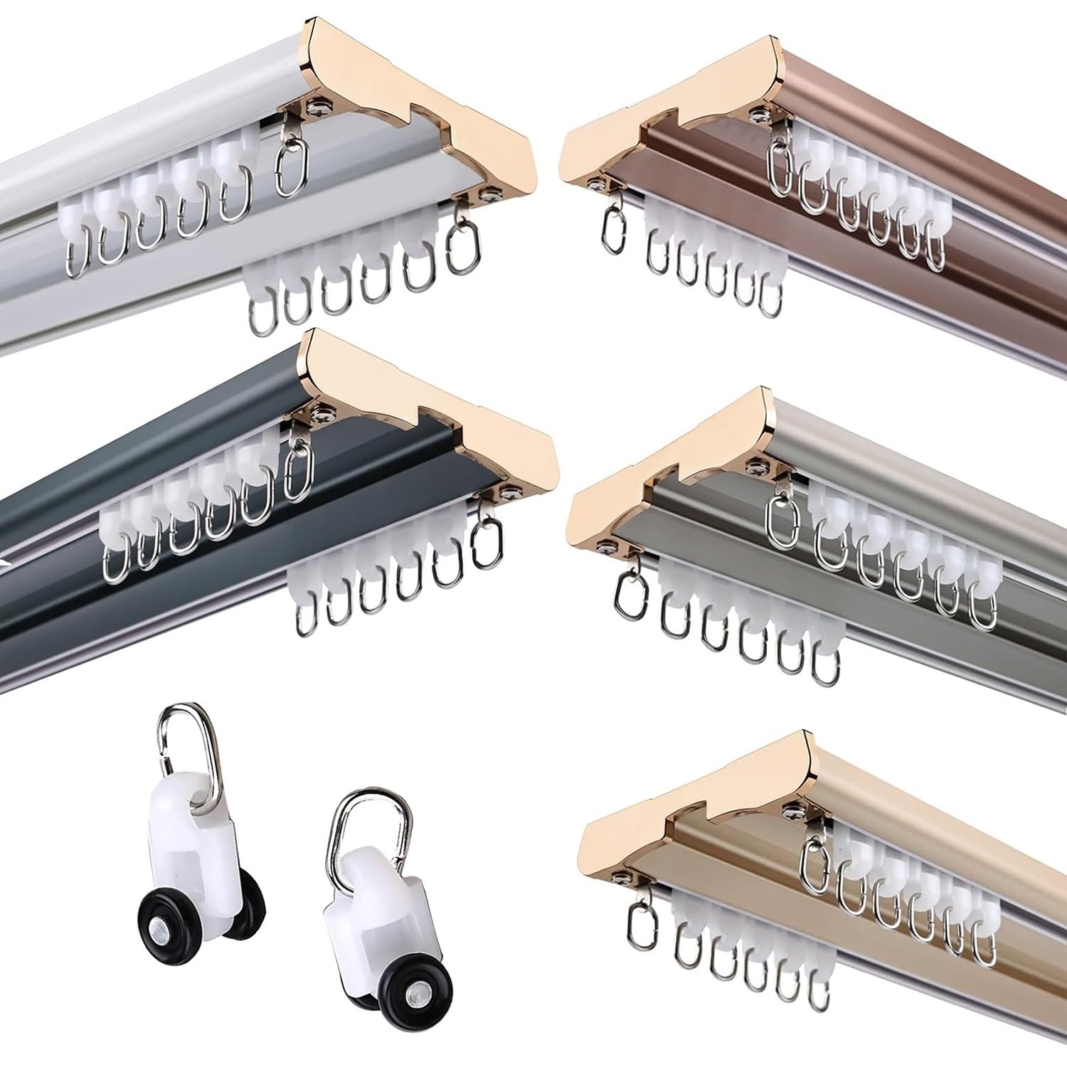 Riel deslizante ajustable de aluminio doble para techo para separadores de habitaciones y s (1,5 m a 3,8 m), ideal para dormitorio y sala de estar (1,30 m)