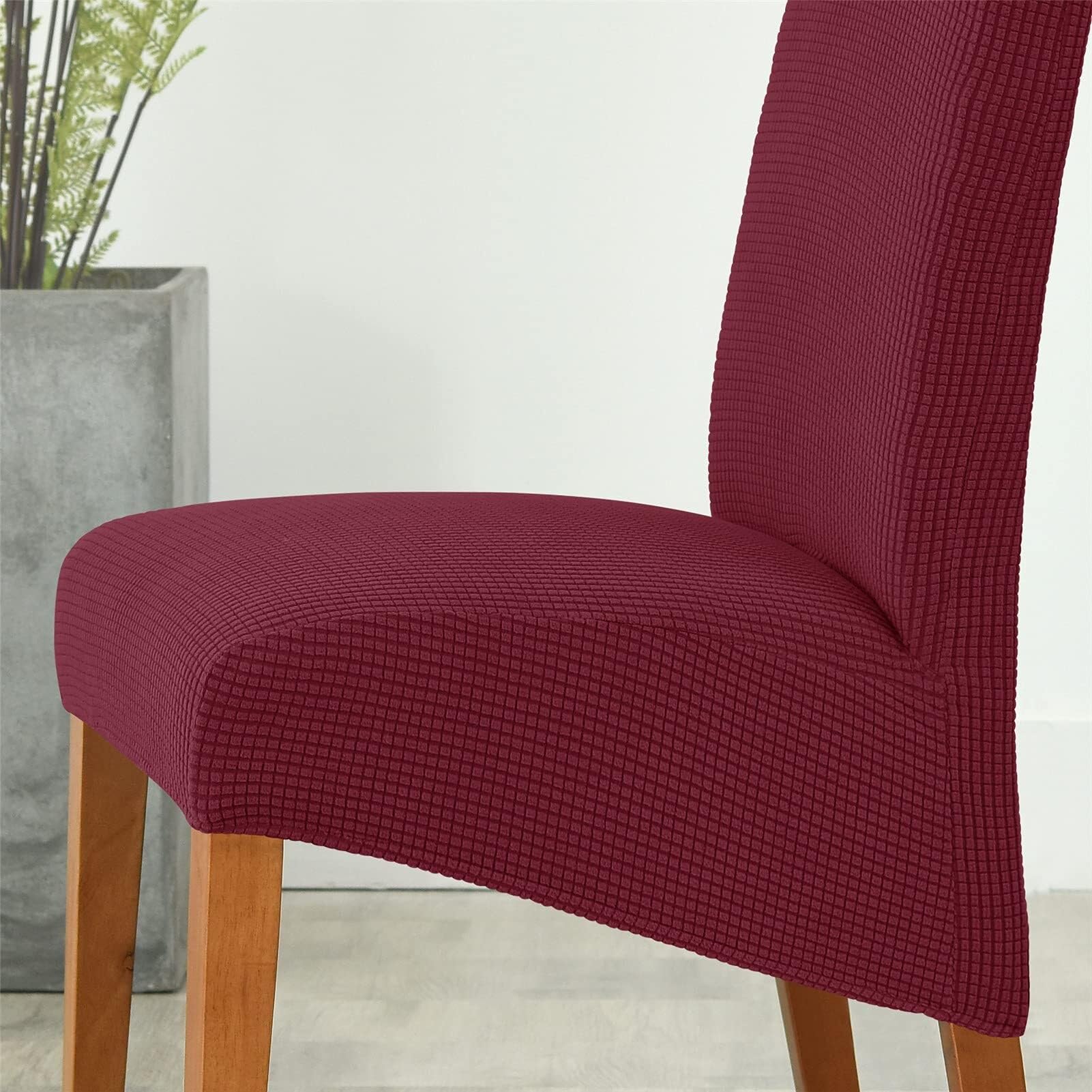 Coprisedie con Schienale Elasticizzate Copertura della Sedia Lavabile Rimovibile Spandex Elastica Fodere Coprisedia per Sala da Pranzo, Hotel, Ristorante(Rosso Vinaccia,Set da 6)