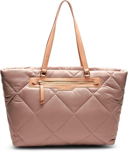 Anne Klein Large Quilted Nylon Tote with Pouch, Fourre-Tout Femme, Pierre/Sable 