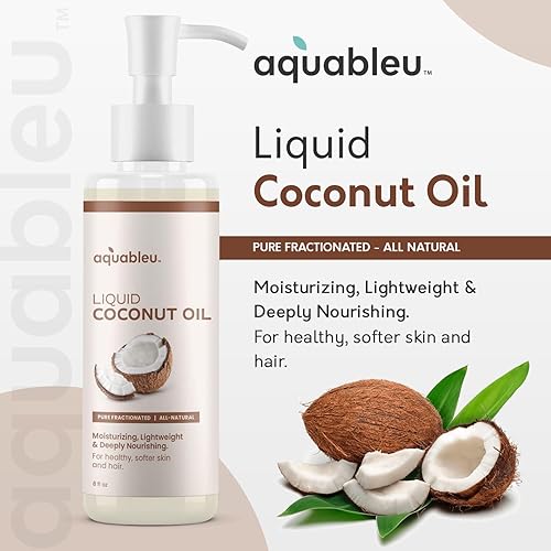 Miniatura 4 de Aquableu Aceite de coco líquido fraccionado, 100% puro y natural, hidratante, ligero y profundamente nutritivo, promueve una piel y cabello