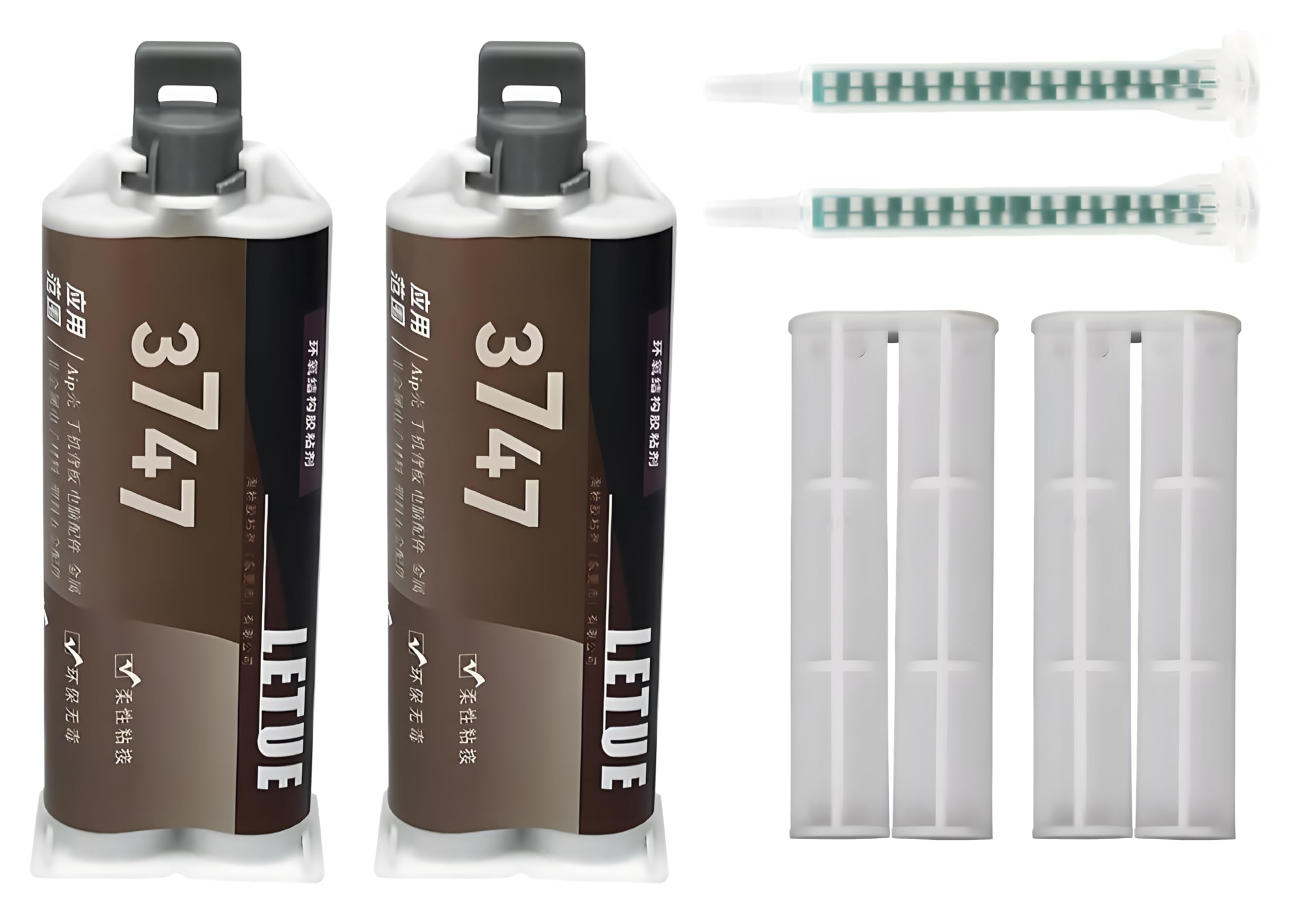 3747 High-Strength Clear Epoxy Resin Kit – 2 x 50ml AB Glue with Push Rods & Mixing Syringes – Fast-Curing, Environmentally Friendly Adhesive for Metal, Plastic, Electronics & Industrial Repair