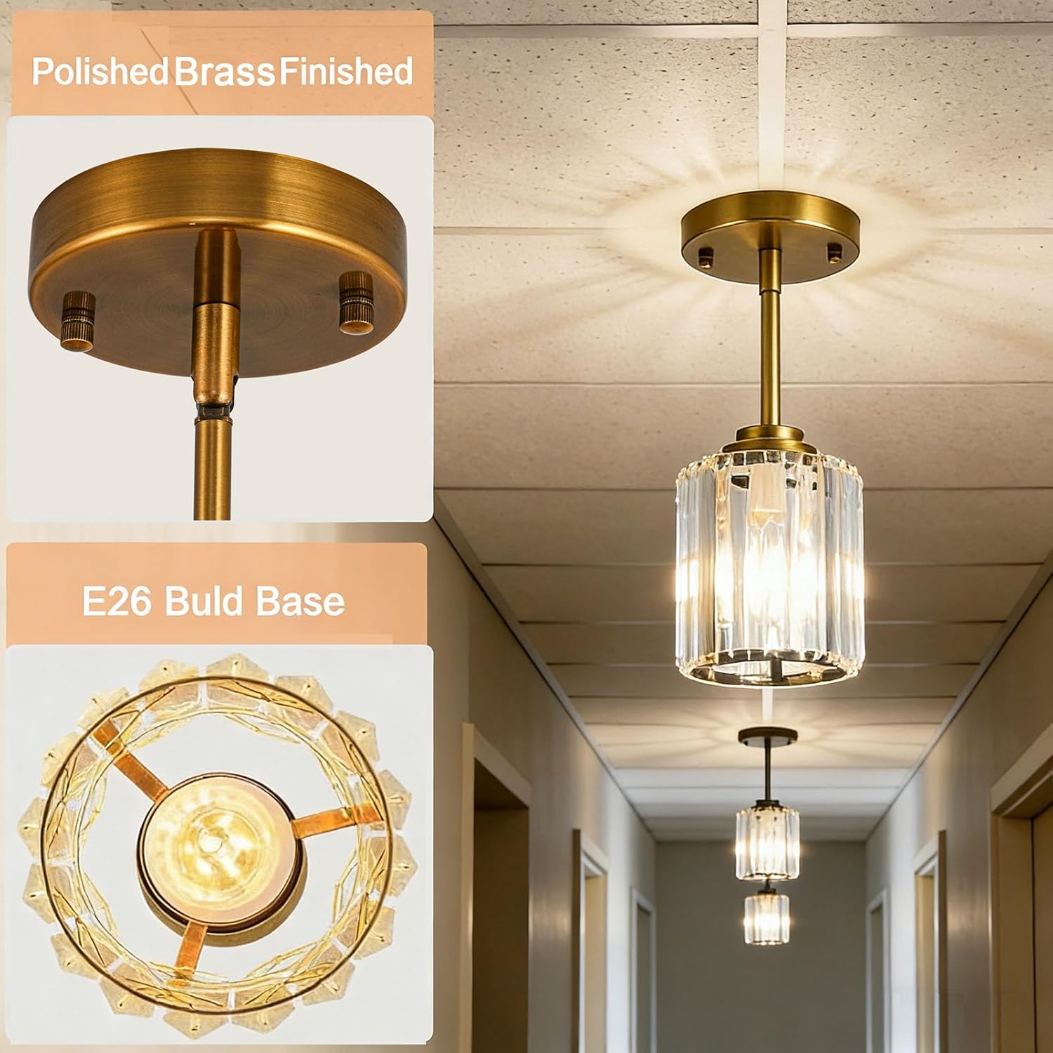 Pendant Lights Kitchen Island 3 Pack, Adjustable High Bronze Modern Crystal Mini Chandelier Ceiling Hanging Pendant Light Fixtures for Kitchen Hallway Dining Room Bedroom