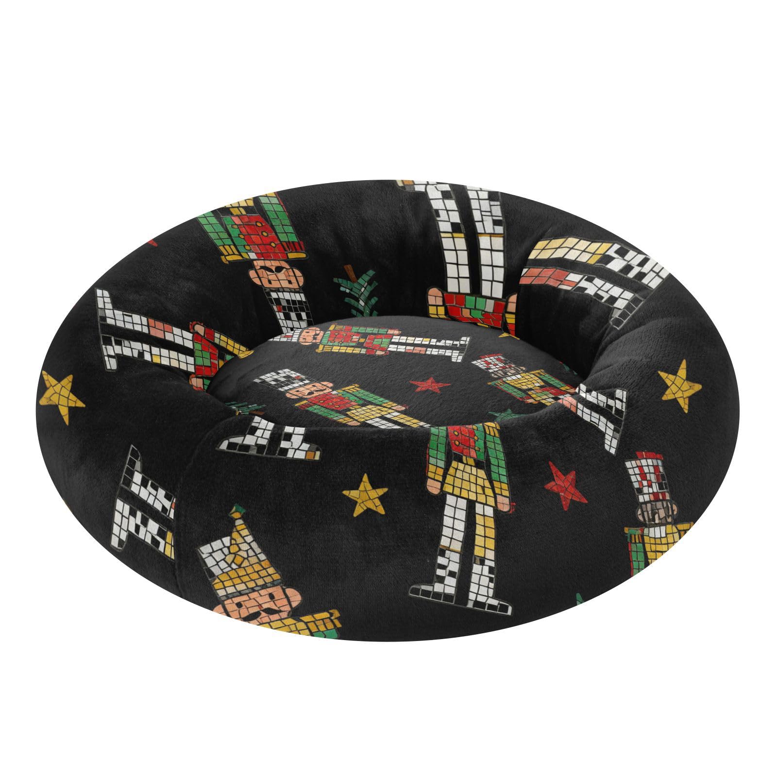 Lit apaisant anti-anxiété chien et chat de taille moyenne Childish motif noir S