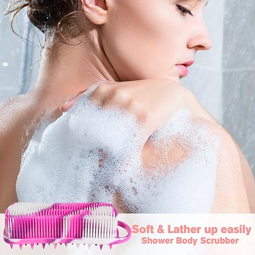 Miniatura 6 de Limpiador corporal de silicona, cepillo corporal 2 en 1 y cepillo para el cuero cabelludo para ducha y baño, fácil de limpiar, enjabona bien,