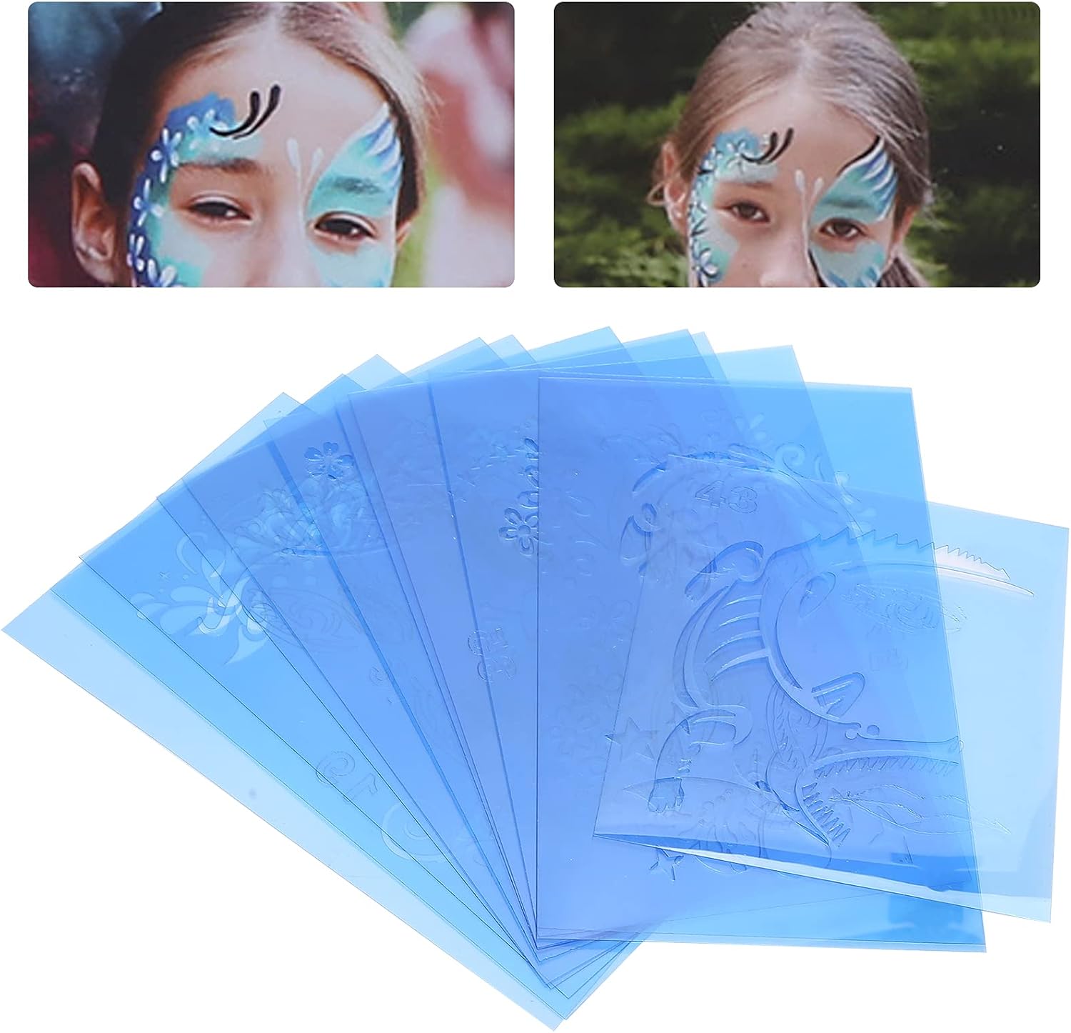 Face Painting Template Stencils, 12Pcs Reusable Face Paint Stencils, Easy Face Body Painting Make up Template Set, DIY Face Painting Art Stencil for Halloween Christmas Party
