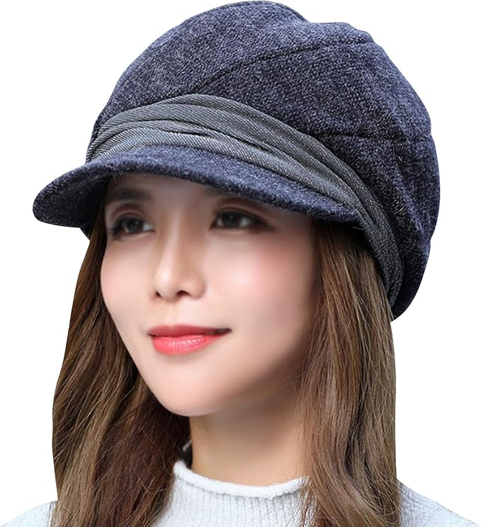 Amazon Wonderbabe キャスケット レディース ニット帽子 春秋冬 ハンチングキャップ 大きいサイズ 小顔効果 キャップ ツバ付き 防寒 Uv対策 ミックスウール 無地 誕生日 母の日 プレゼント ネイビー キャスケット ハンチング帽 通販
