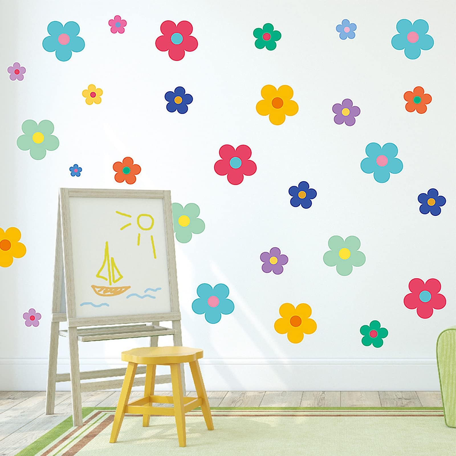 Amazon.com: 48PCS Y2K Cute Flowers Wall Sticker Colorful Floral Wall Decals Vinyl Peel and Stick ...