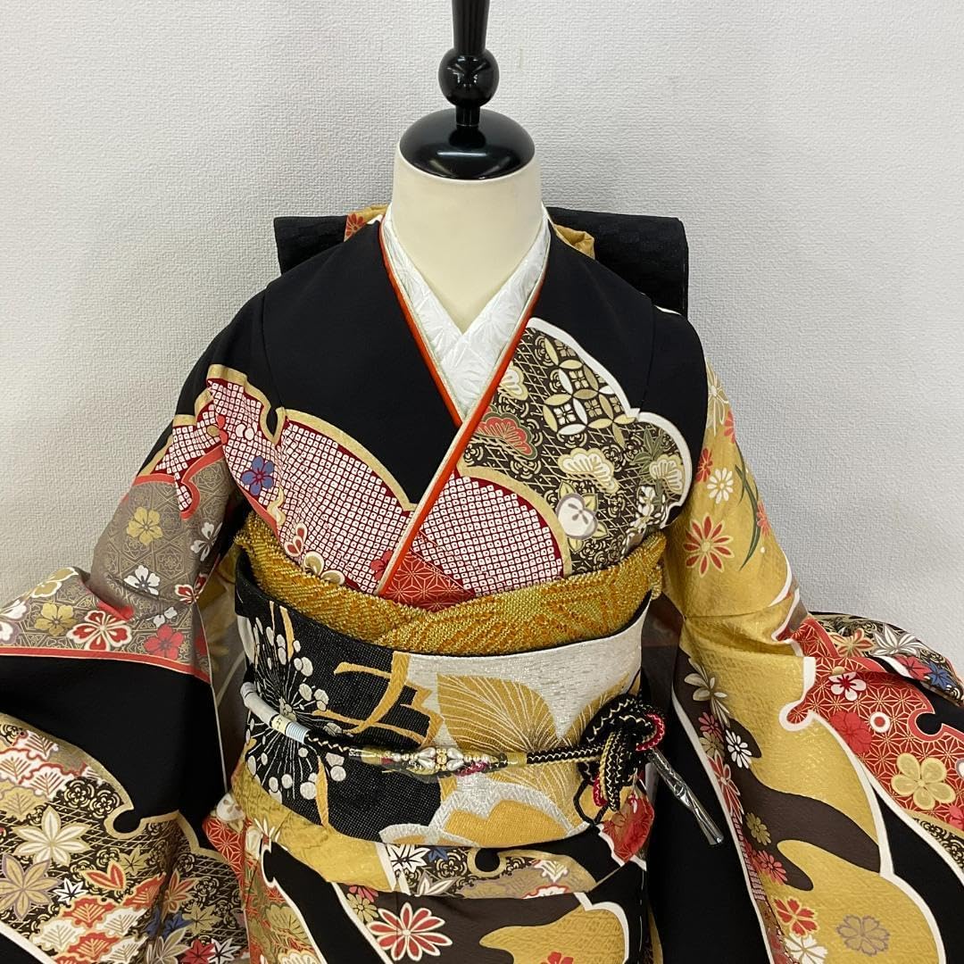 新品オーダーメイド 正絹お振袖 サイズ自由 フルセット 赤 古典モダン