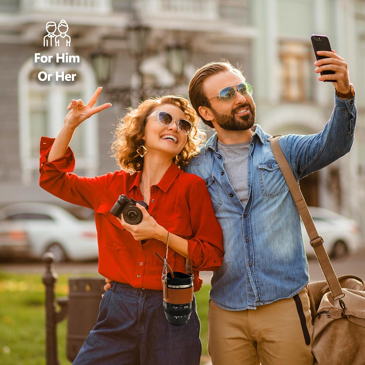 Coffee Mug- Ideal for Photographers&Travelers - Day Gifts,2 Lids,Cup Holder,Silicone Straw- Stainless Steel Lens Mug Thermos-Gift for Him, Photography, Camera accessories, Novelty Gifts - Image 8