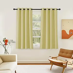 NICETOWN Room Darkening Short Curtain 54 inches Long for Living Room, Grommet Sound Reducing Thermal Insulated Curtains for Bedroom Nursery Window, 46W x 54L, 1 Piece, Paler Yellow