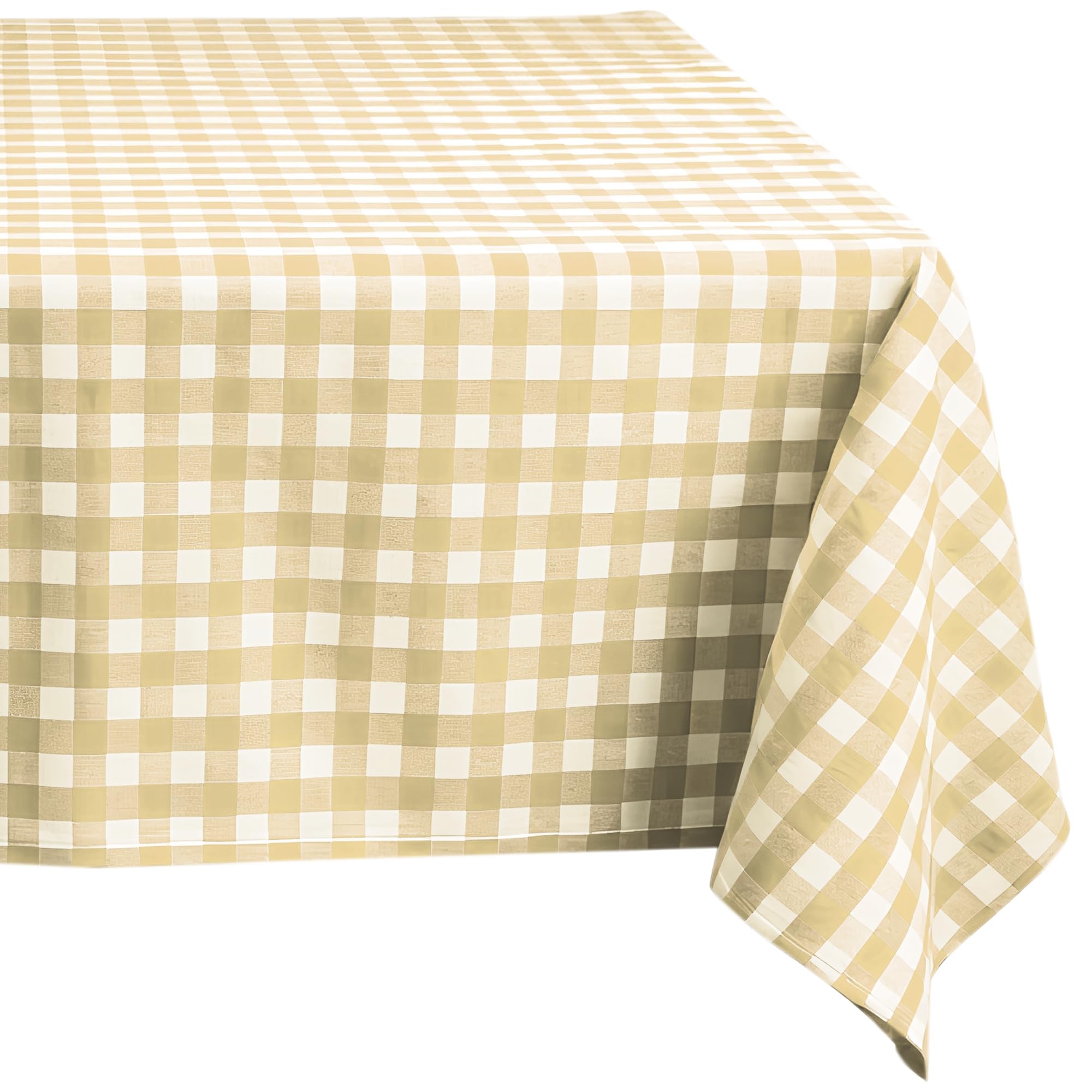 Comart - Tovaglia Square Antimacchia - Copritavolo a Quadretti Vichy 100% Poliestere - Effetto Tessuto - Resistente ai Liquidi - Lavabile in Lavatrice - Quadrata 140x140 cm - 4 Posti - Beige