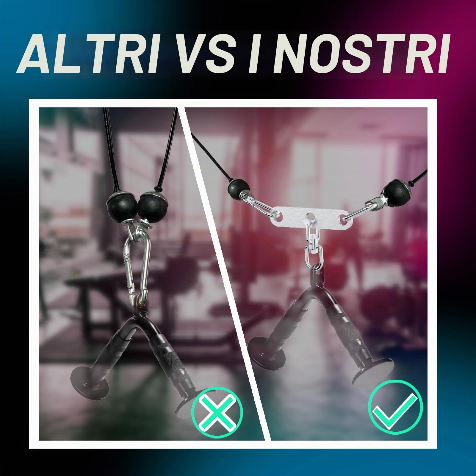 J Bryant Piastra adattatore doppia a singola puleggia in acciaio inox, connettore per macchina da palestra con 3 moschettoni per tricipiti, tricipiti, bicipiti e allenamento funzionale