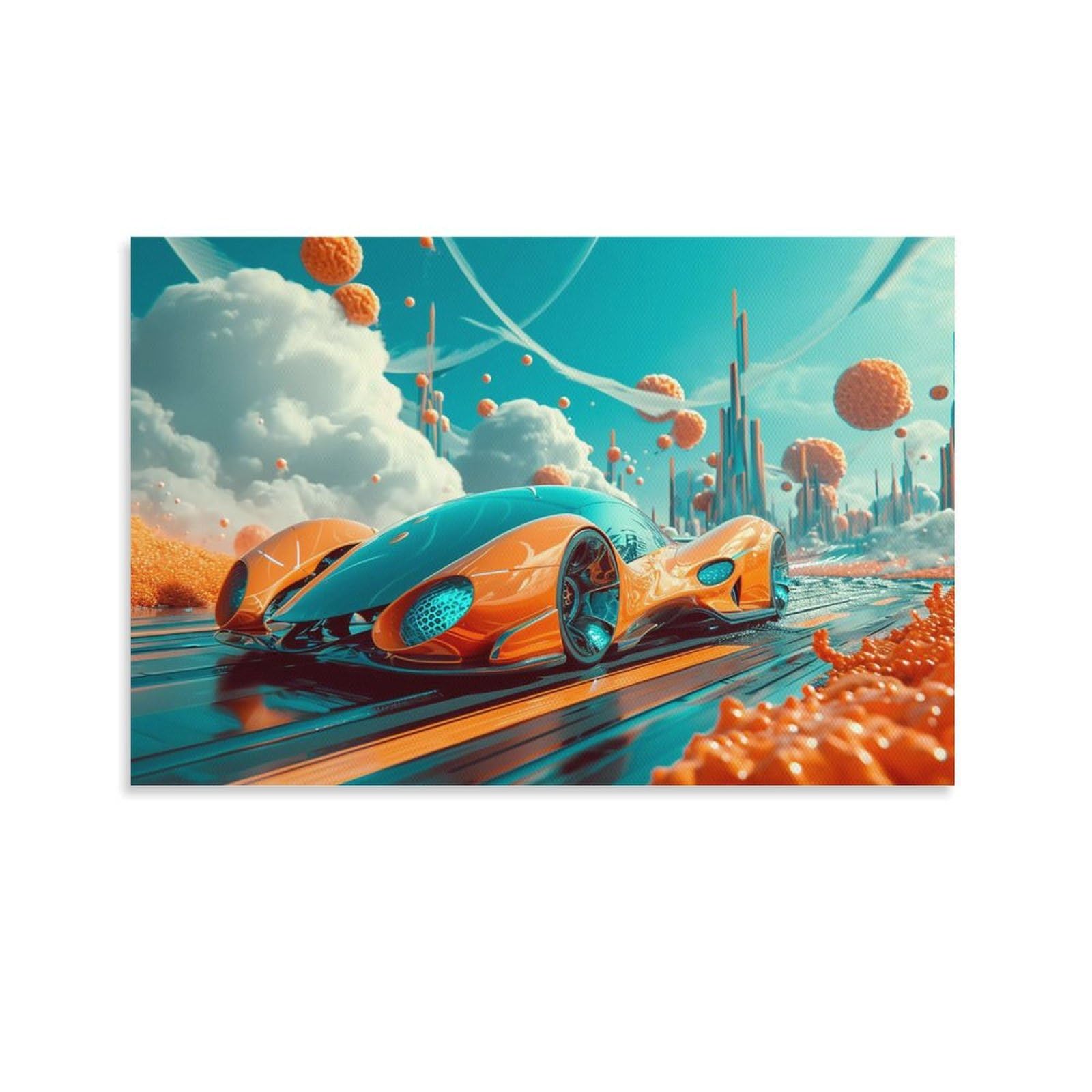 Amazon.co.jp: 絵画 SF 背景スーパーカーインテリア 絵画 未来の車の
