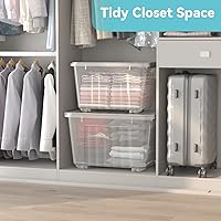 Vista 6 de Nazhura 72 Quart Plastic Storage Bin, Stackable and Nestable Storage Boxes with Clear Lids and Secure Latching Buckles, Large Storage Container