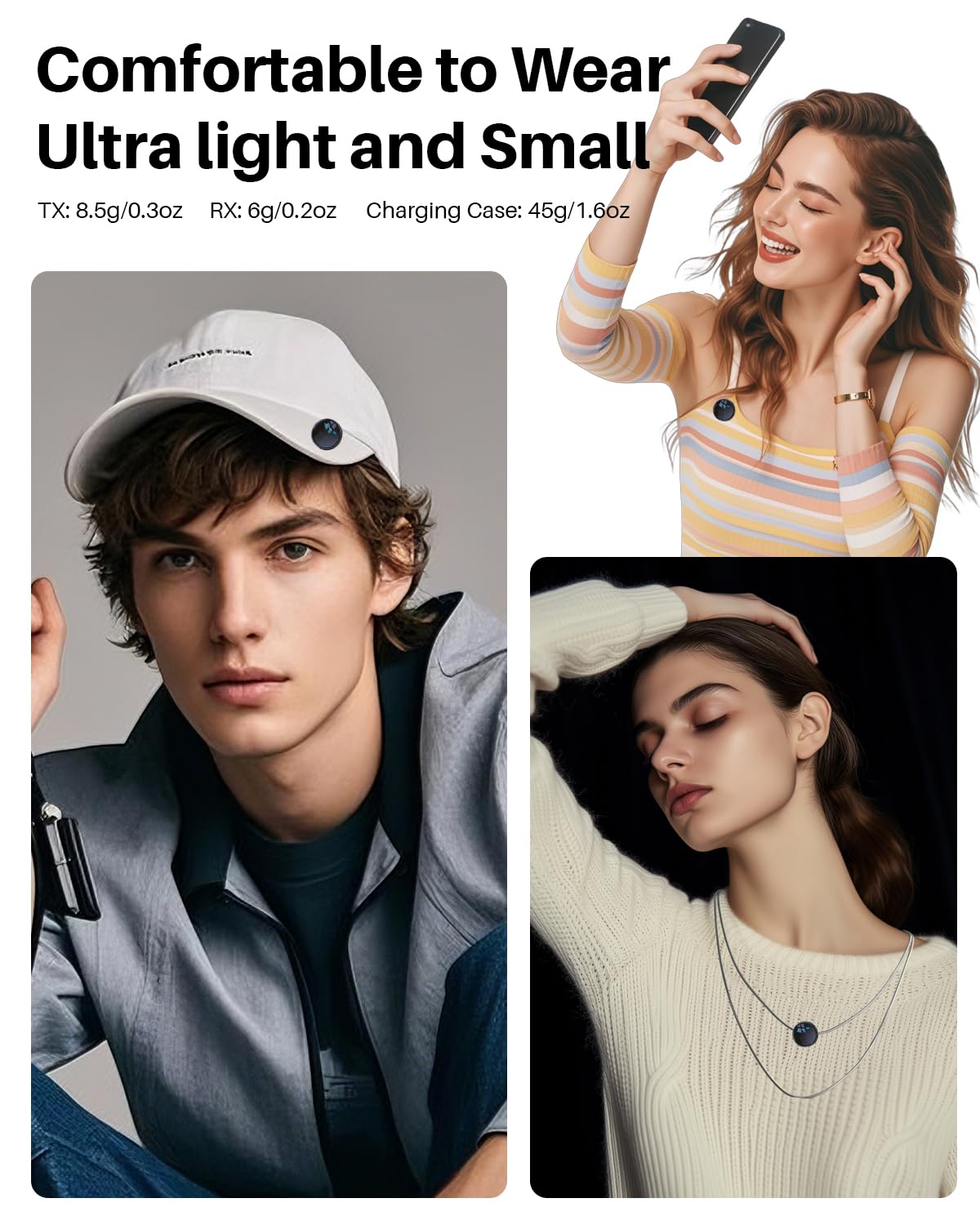 2 Pack Professional Wireless Lavalier Microphone for iPhone iPad Android with Charging Case Noise Reduction Plug-Play Clip on Lapel Mic for Video Recording Vlogging, YouTube, Interview, Live Streaming: Cylindrical