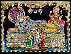 Tarang Arts Handmade Tanjore Painting | 22 Carat Gold Foil & Jaipur Stones | Traditional South Indian Tanjore Art 2D and 3D Embossed | Multiple God Variants | for Pooja Room & Temple Décor | House