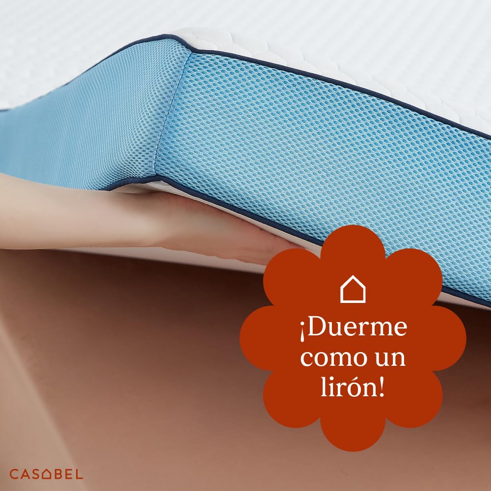 CASABEL Topper de Espuma viscoelástica 7cm, 140x190cm, con Funda | Confort suave o firme, doble cara con funda transpirable 100% algodón ultrasuave, hipoalergénico, 2 plazas