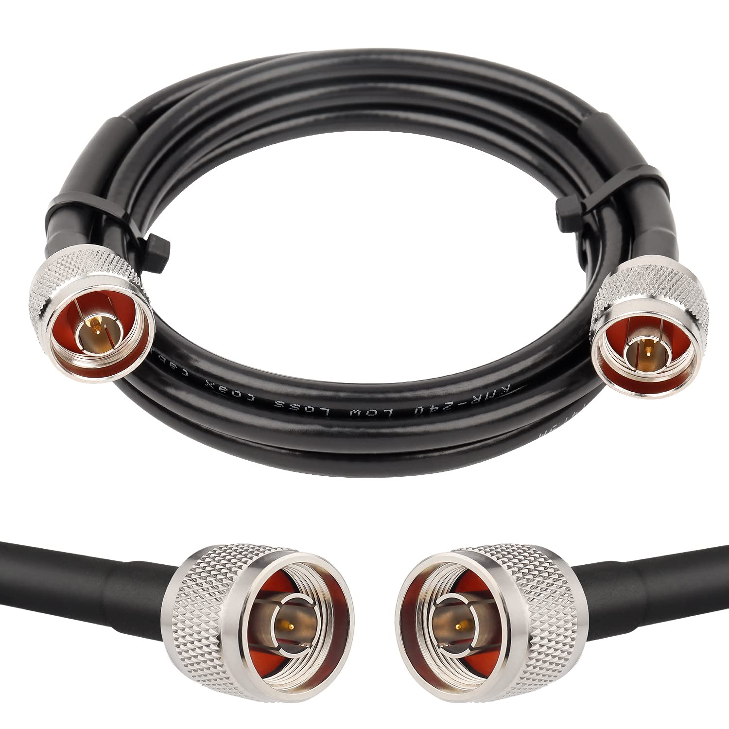 MOOKEERF N Cable, 6ft N Male Cable, KMR240 Low Loss N Male to N Male