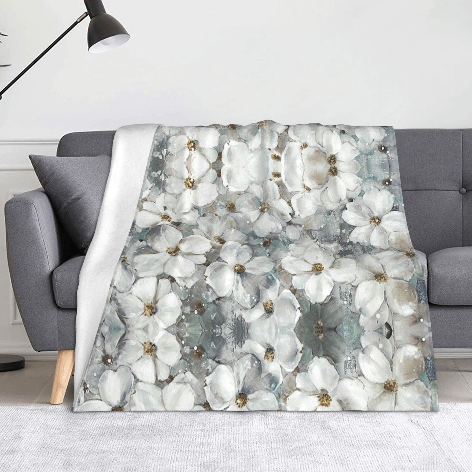 Couverture polaire florale pour toutes saisons, plaid doux et léger pour canapé et lit