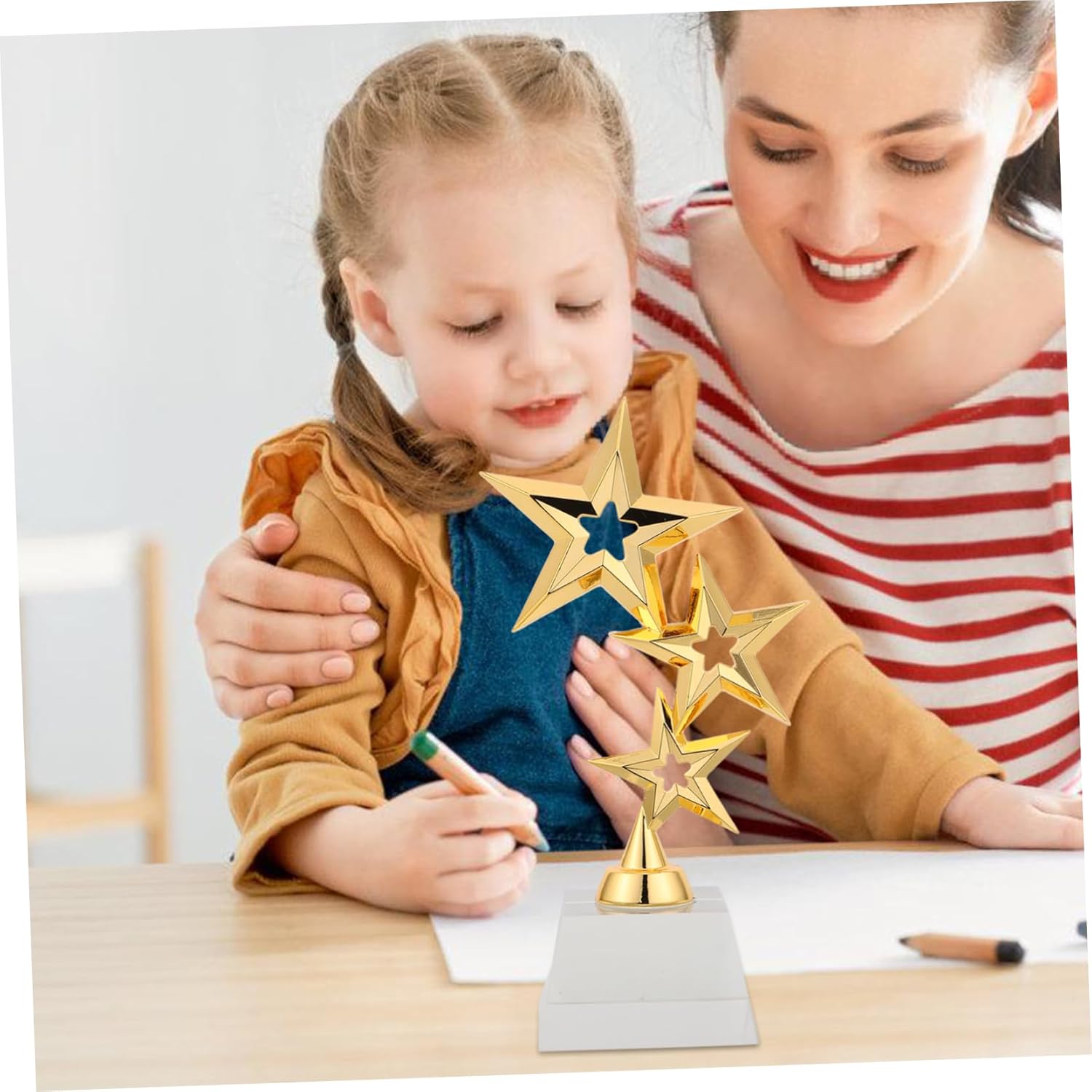KICHOUSE Kids Sports Trophies Star Shaped Miniature Trophy Gold Alloy Award Competitions Small Trophy for Participation Achievement Party Favors