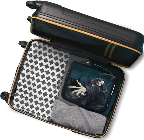 Miniatura 8 de Bolsa de aseo estilo Día de los Muertos de Calavera para mujer, organizador de maquillaje de viaje con gancho para colgar, bolsas de cosméticos de