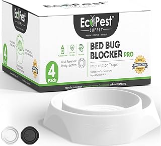 Intercepteurs de Punaises de Lit – Lot de 4 | Bed Bug Blocker (Pro) Pièges Intercepteurs (Blancs) | Piège à Insectes, Dispositif de Contrôle, et Détecteur pour Pieds de Lit