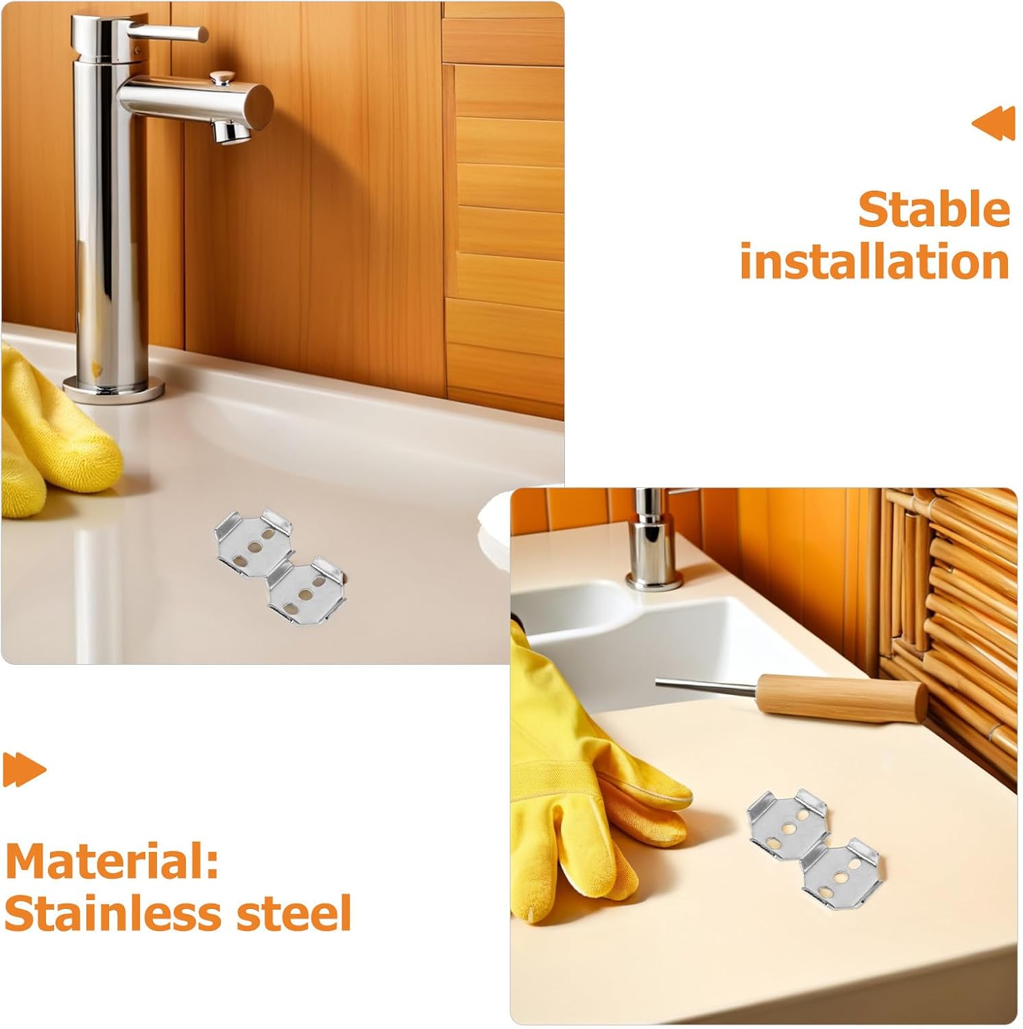 6pcs Towel Bar Replacement Bathroom Towel Holder Mounting Bracket Stainless Steel Buckle Hardware Bar Repair Parts and Mounts Accessories