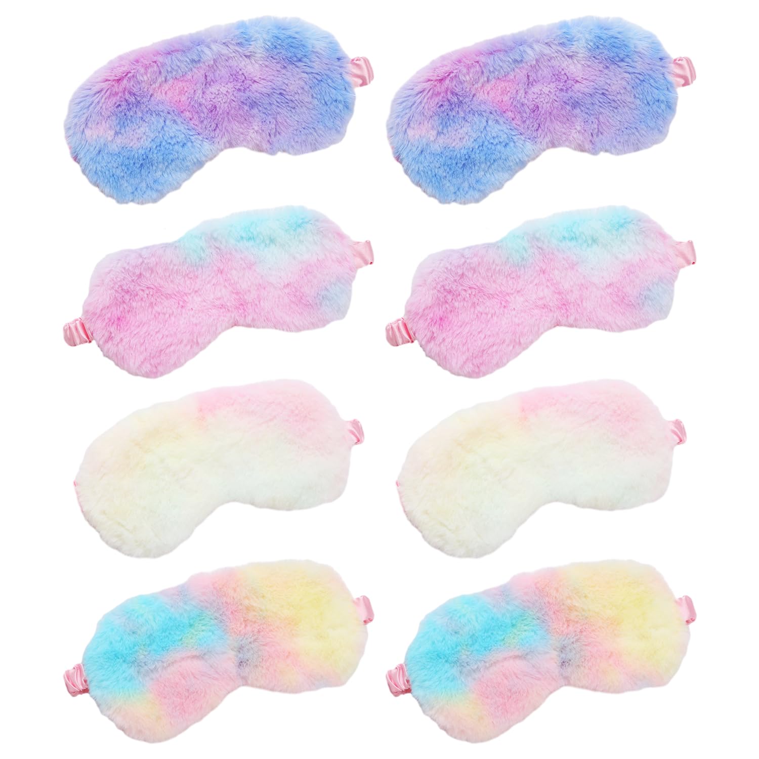 8 máscaras de ojos coloridas, máscaras de ojos de felpa para dormir para niños, protegen el sueño de los niños, adecuadas para siestas, viajes y otras ocasiones, regalos ideales para