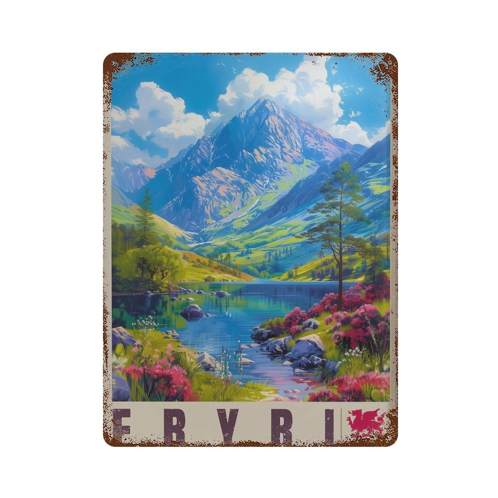 xiaoxiaoshen Snowdonia National Park Travel Wales in Welsh Wall Decor Art Metal Tin Poster Modern Home Decor Art Home Bar Shop Decorations Vintage Sign 40x30cm