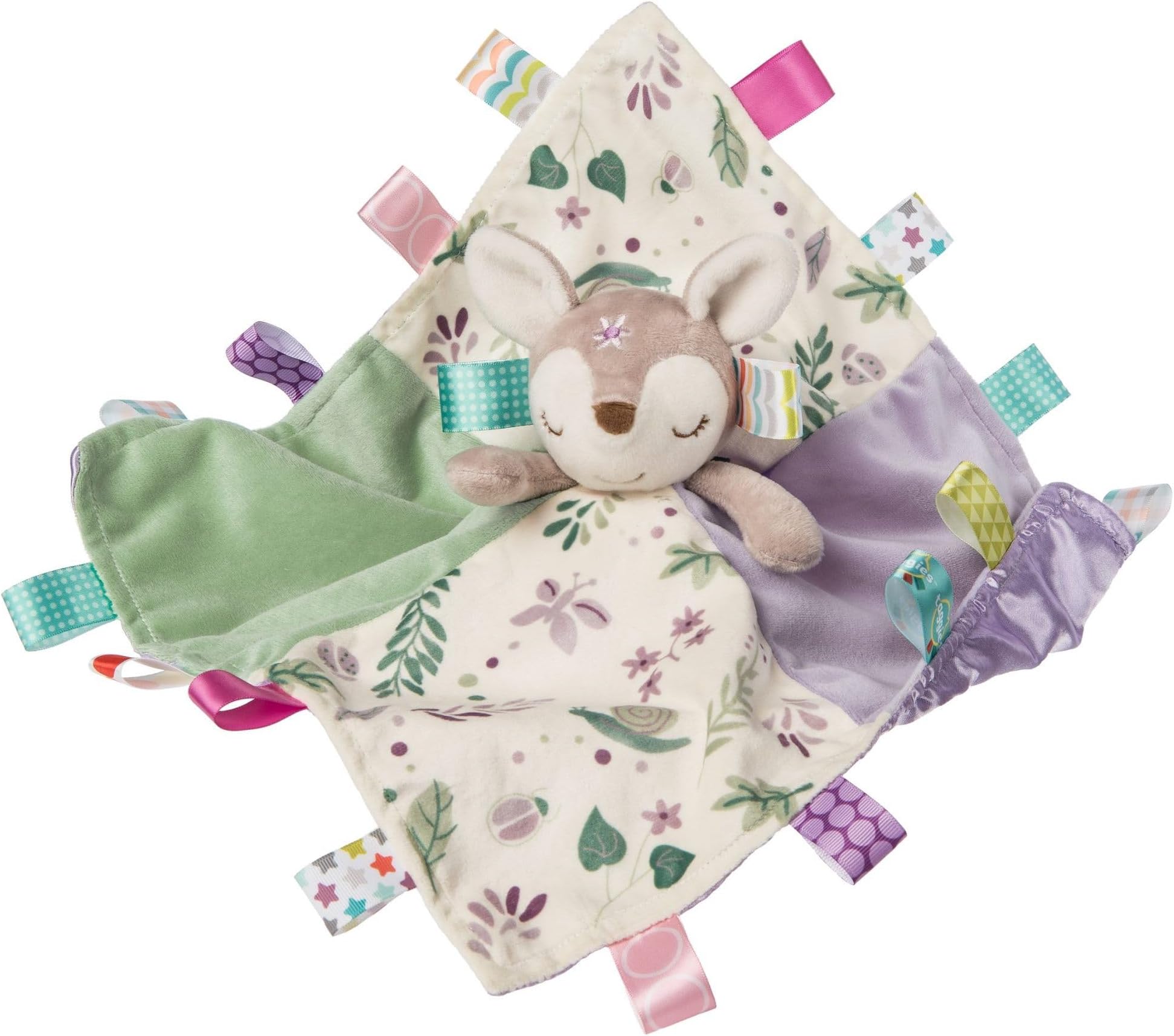 Taggies Soothing Sensory Stuffed Animal Security Blanket, Flora Fawn, 13 x 13-Inches