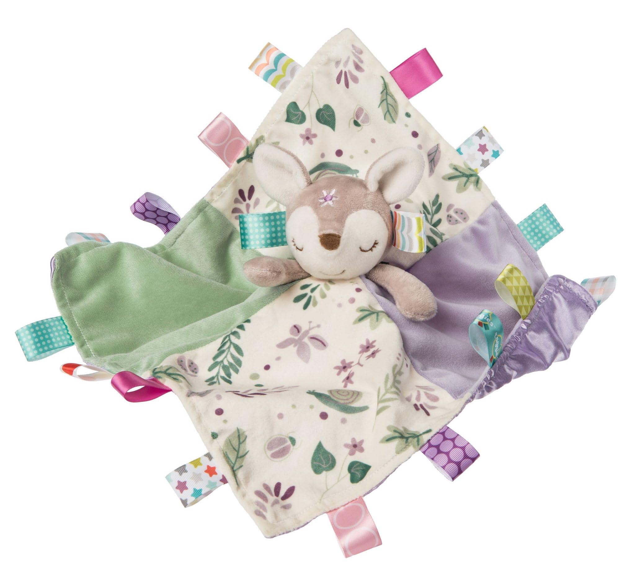 Taggies Soothing Sensory Stuffed Animal Security Blanket, Flora Fawn, 13 x 13-Inches