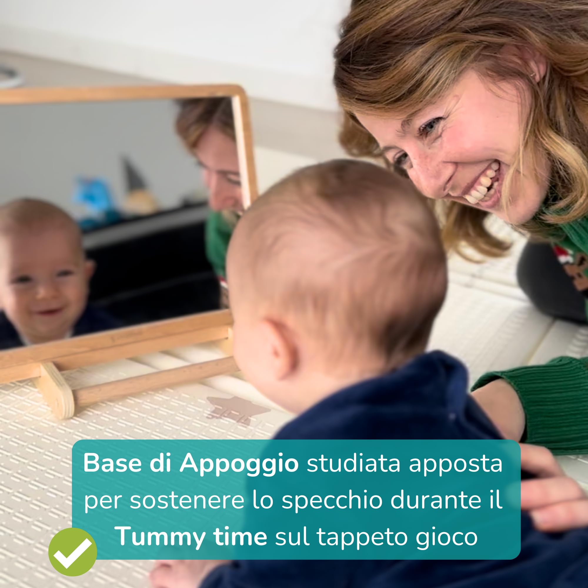DrSilva Miroir Montessori pour bébé 0-3-6-9-12 mois Idéal pour le Tummy time | Jeux éducatifs en bois Montessori pour enfants
