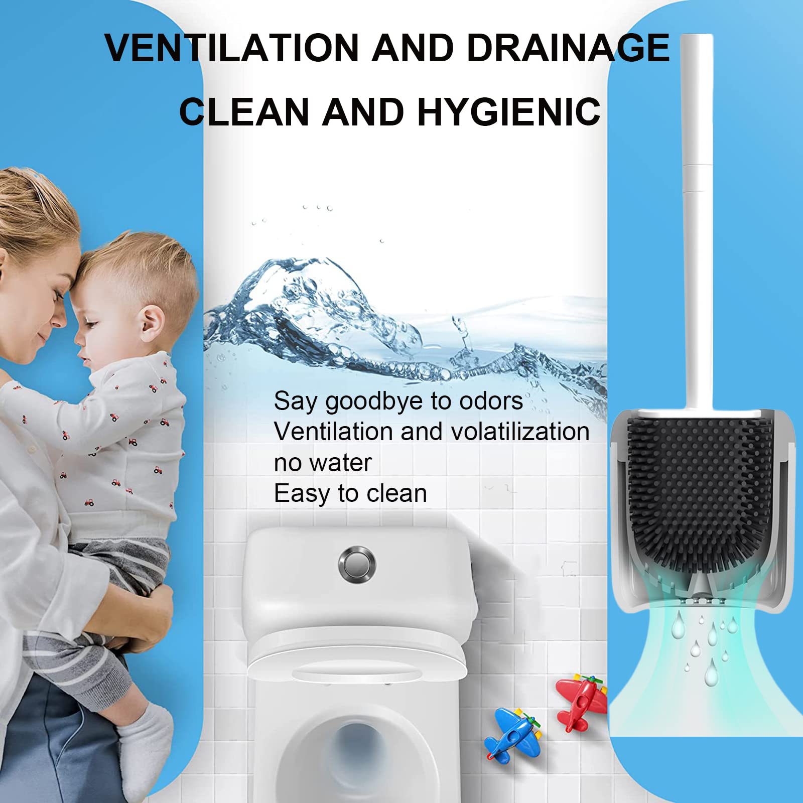 SRHIMEOS Spazzolone WC Silicone, Scopino per WC con Supporto, Scovolino WC in Silicone Morbido, Adatto per Gli Angoli E I Piccoli Spazi tra Le Toilette E Le Pareti