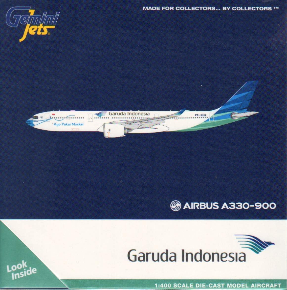 Gemini Jets GJGIA1961 Garuda Indonesia Airbus A330-900neo PK-GHG Ayo Pakai Masker 1:400 Scale