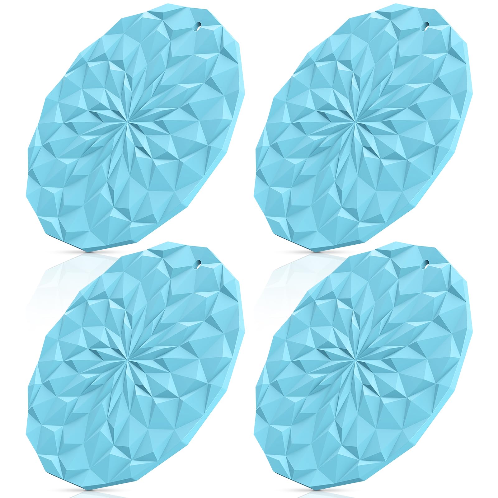 STLIAN Silicone Trivet Mats - 4 Pack Pot Holders - 18.8cm Thickened Hot Pads for Hot pots, Pans and Dishes, Heat Resistant Silicone Trivet for Table and Counter Top Blue