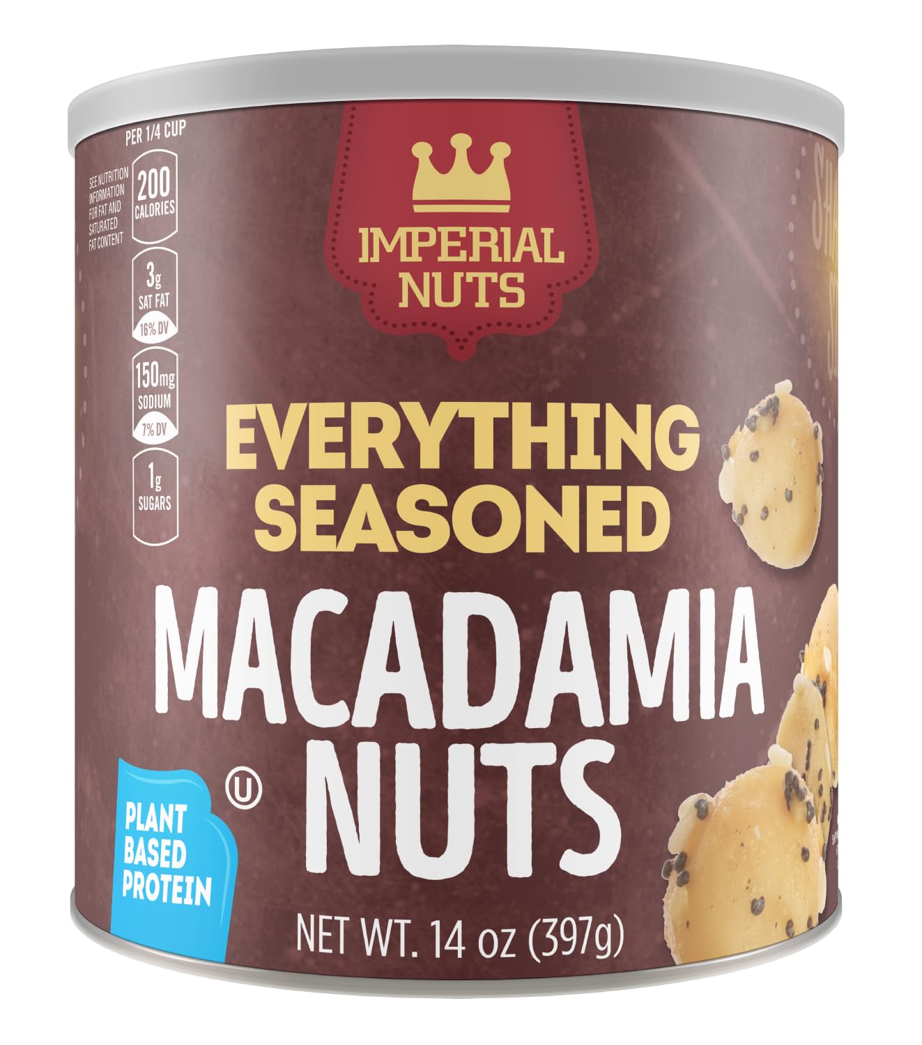 Imperial NutsMacadamia Nuts Oil Roasted | Flavored Nut | Gluten Free, Vegan and Keto Friendly Food | Plant Based Protein, Delicious Buttery Taste | Kosher (Everything Bagel Seasoned Macadamia Nuts)