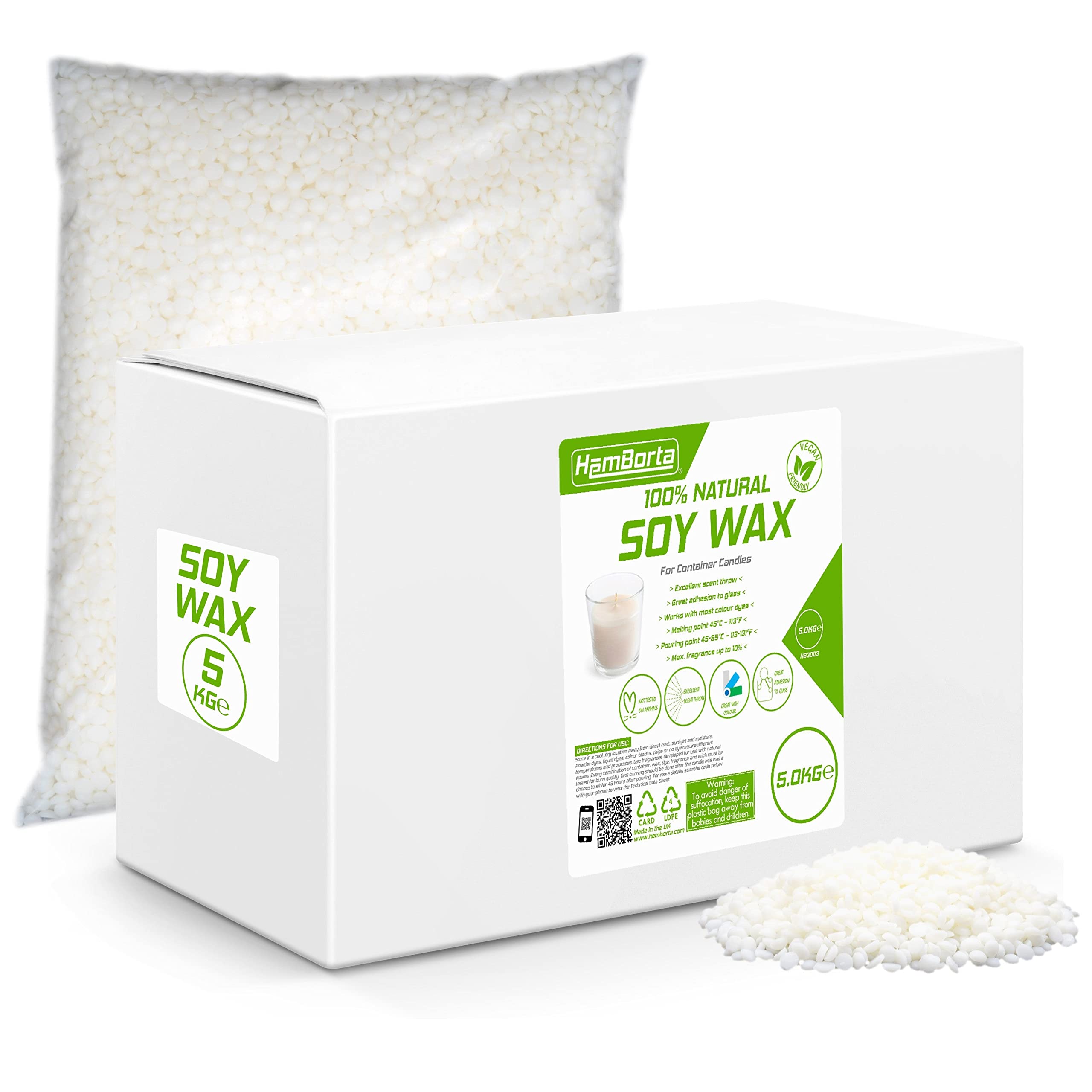 Cire De Soja Naturelle 1kg - Pour Bougies Pots - 100% Végétalienne