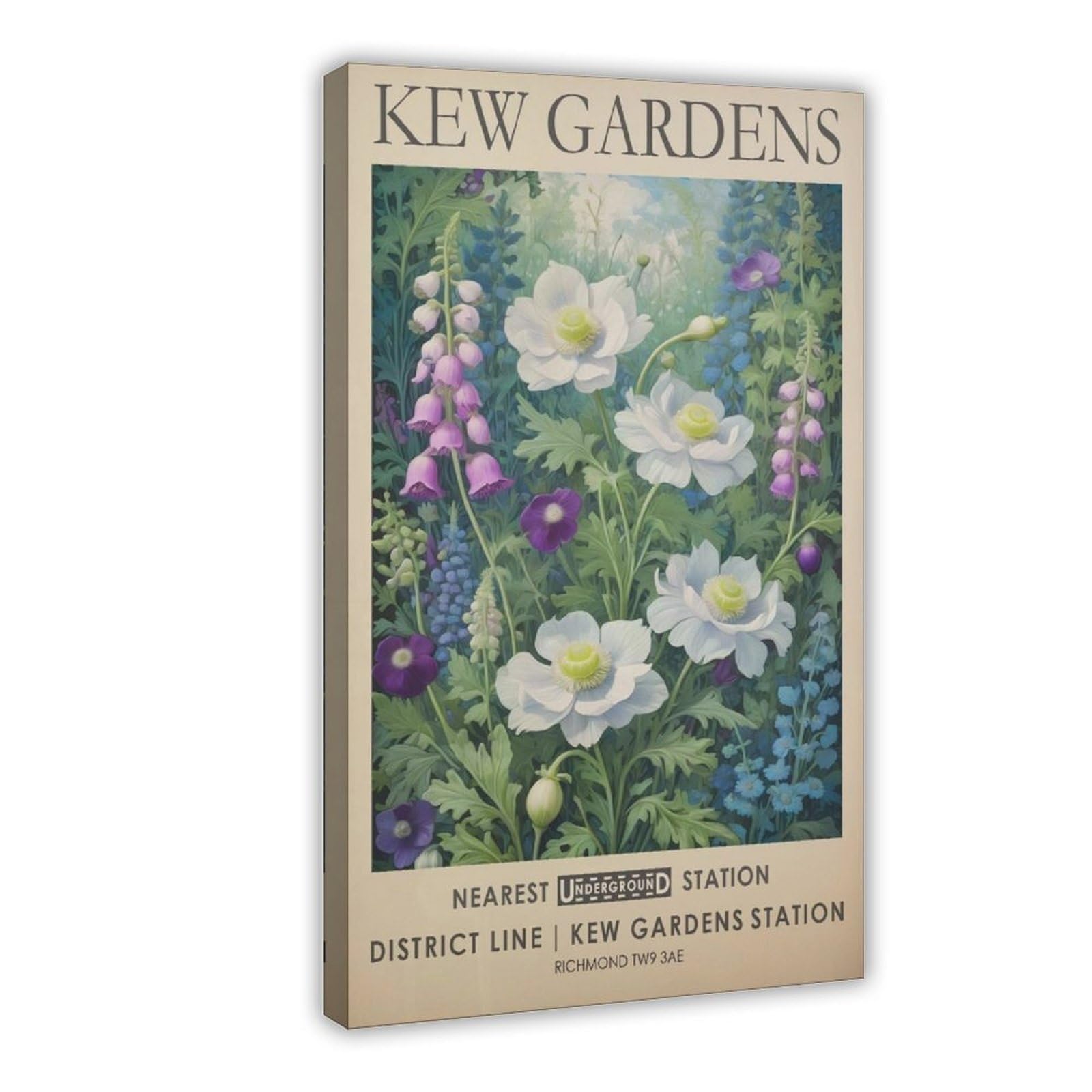 Mghdgd Kew Gardens,Purple Floral, Meadow Flowers Art Canvas Poster Wall Art Decor Print Picture Paintings For Living Room Bedroom Decoration 12X18inch(30X45cm)
