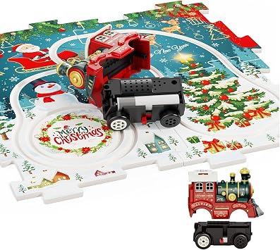 Train Toy Rail Set, Christmas Puzzle, Train, Toy with Light, Birthday Gift, Present
