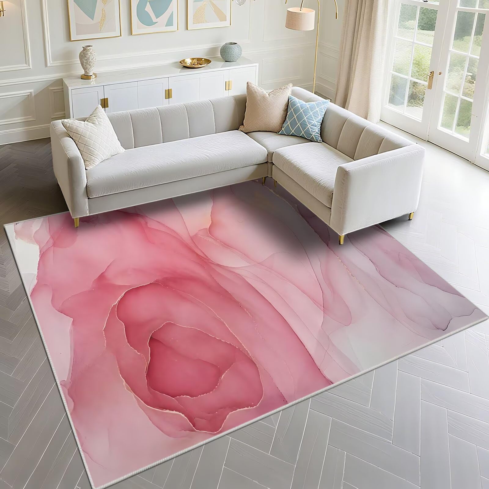 Tapis enfant respectueux de l'environnement rose 80x150cm paillasson interieur salon