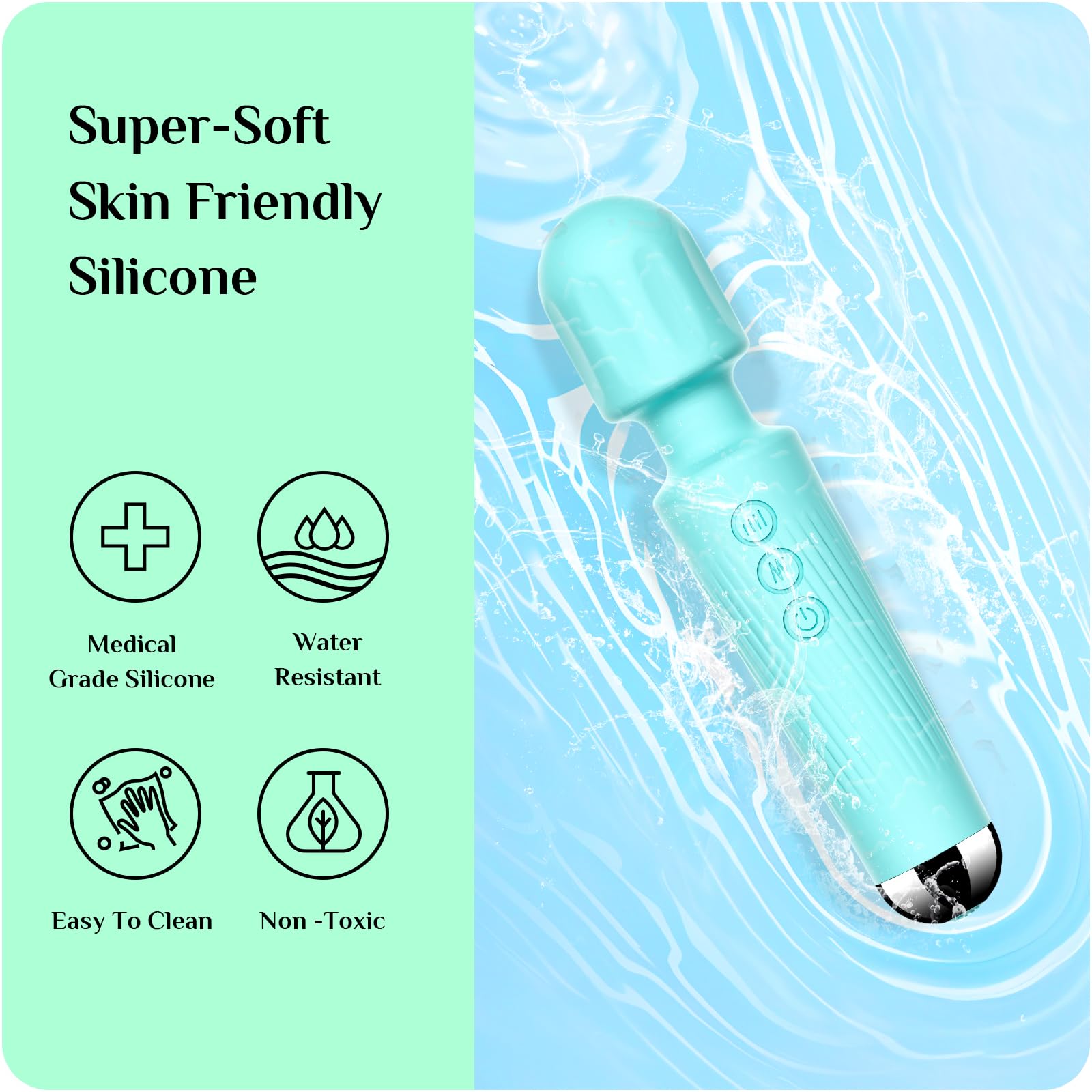 Vibrator Wand,Adult Sex Toy Wand, G Spot Dildo, Clit Vibrator, Sex Vibrators,Clitoris Stimulation,with 8 Speeds & 20 Patterns,Fully Waterproof,Vibrating Wand for her Pleasure (Rose Red): Large Blue