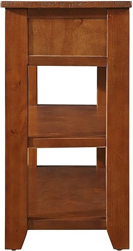 Miniatura 251 de Mesa consola de madera maciza de 48 pulgadas, mesa auxiliar moderna para sofá de entrada con 3 cajones de almacenamiento y 2 estantes. Fácil de