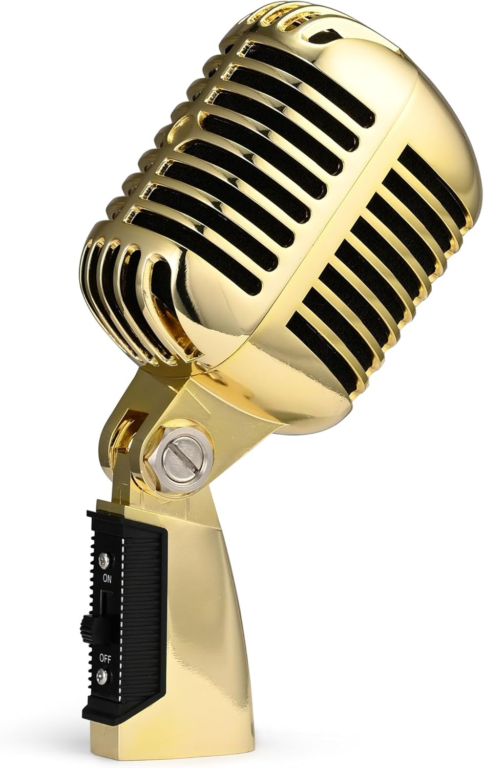 RQG Retro Vintage Microphone, Professional Dynamic Studio Recording Microphone for Singing, Vocal Cardioid Mic for Karaoke Theater Stage Live Gigs, Metal Prop, XLR Cable Compatible (Gold)