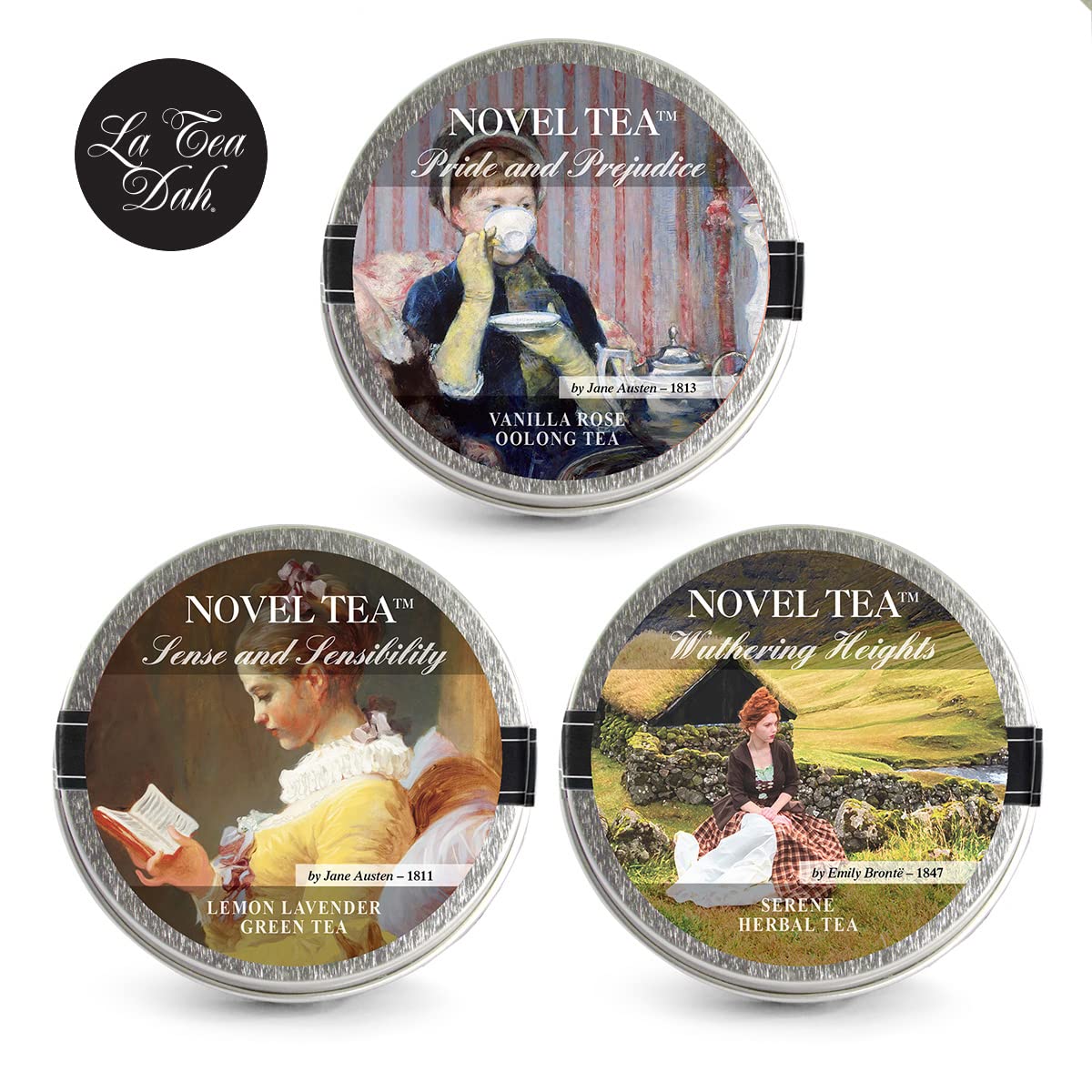 Noveltea Literary Tea Gift Set by La Tea Dah, 5 Gourmet Teas in Classic Romance Novel Tins, Jane Austen Gifts, Stocking Stuffers, Gifts for Book Lovers and Book Clubs